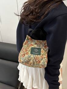 Fashionable New Spliced Colorful Full Body Flower Jacquard Mini Women's Bag, A Simple And Casual Lightweight Bucket Handbag, Suitable For Shopping, Wallets, Shopping, Young Women, College Students, Newcomers, And White-Collar Workers. They Are Very Suitable For Offices, Universities, Work, Business, Commuting, Outdoor Activities, Travel, And Outings - Multicolor - View 5