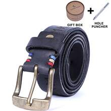 WIECZNE 复古真皮男士腰带，加厚头层牛皮针扣腰带，配礼盒，意大利纯牛皮高端