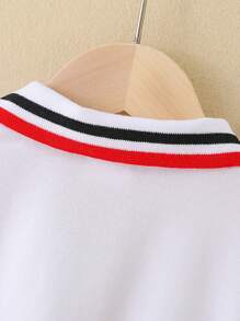 2pcs Boys' Casual Summer Set - Striped Polo Shirt And Loose Fit Knee-Length Shorts, Suitable For Sports Events