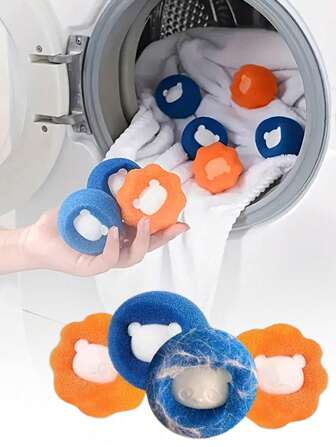4套海绵除毛滚珠洗衣球，衣物防毛滚珠，洗衣机清洁球，神奇去污洗衣球