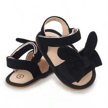 Summer 0-1 Years Old Infant Girl Sandals With Cute Bow - Black - View 3