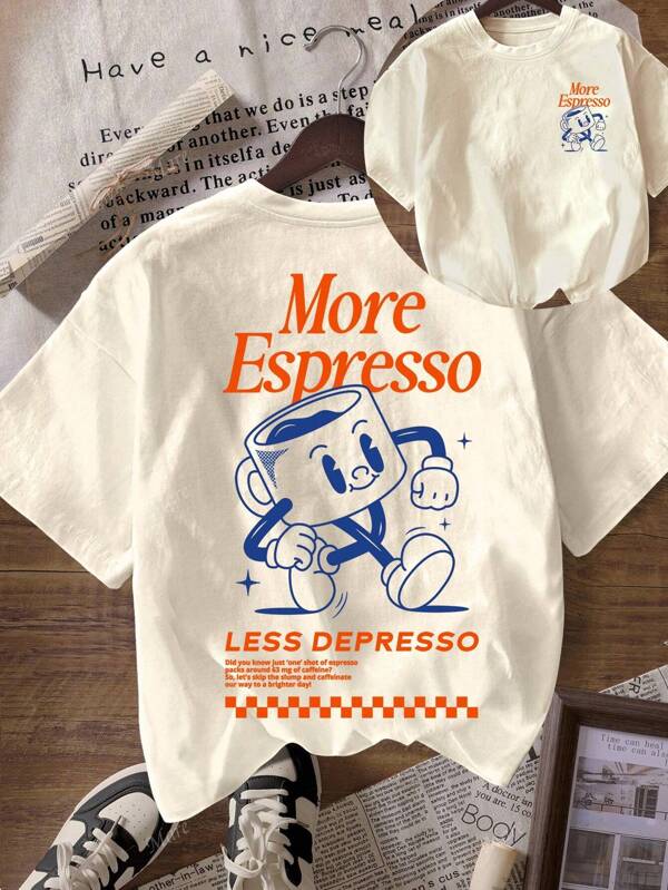 More Espresso Coffee Club Graphic Short Sleeve Round Neck Casual T-Shirt For Women