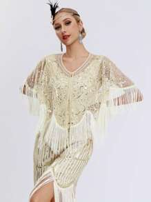 أثواب مع غطاء مترفّج مرصع بالترتر والخرز على النمط الرجعي لعام 1920، سترة قصيرة متنوعة الاستخدامات، أوروبا وأمريكا وعبر الحدود