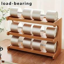 New 3-Tier Wooden Kitchen Storage Rack, Vintage Wooden Multipurpose Organizer Shelf - Space-Saving Design Rack For Displaying Tea Cups, Teapots & Tableware With Countertop Cup Holder - 3 lớp - Xem 6