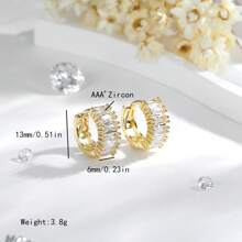 2pcs/Pair High-Quality Waist-Shaped Earrings For Women, 2-Way Wearing, Zirconia Ear Jewelry, Commuting Style, Round Face Slimming, Earring Accessory Gift