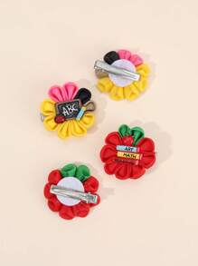 4 Stück Rückkehr zur Schule Haarklammern für Frauen, blumenförmige Alligatorklammern, Apfel-Buchstaben-Haarklammern, Barrettes für den ersten Schultag, Geschenk für das neue Semester, Haarnadeln, Frauenhaar-Accessoires, flache Krallenclips, Haarspangen, Haarklammern