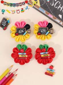4 Stück Rückkehr zur Schule Haarklammern für Frauen, blumenförmige Alligatorklammern, Apfel-Buchstaben-Haarklammern, Barrettes für den ersten Schultag, Geschenk für das neue Semester, Haarnadeln, Frauenhaar-Accessoires, flache Krallenclips, Haarspangen, Haarklammern