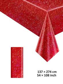 2 件粉色全息激光桌布，亮粉色塑料桌布，54 英寸 X 108 英寸铝箔一次性矩形桌布，适用于生日派对、婚礼周年纪念、单身派对餐桌装饰 - 彩色 - 查看 35