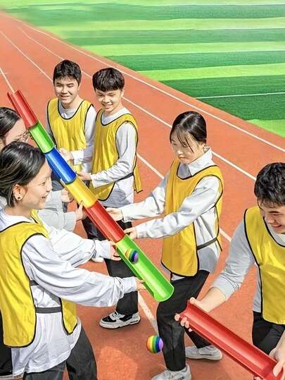 10个随机颜色U型槽能量传输户外扩展训练团队建设游戏道具趣味体育比赛器材（5个槽+5个乒乓球，30厘米）（不含收纳袋）