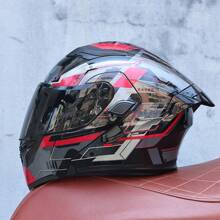 Orz 169B-Motorcycle Helmet, Men's And Women's Flip Face Helmet, Dual Mirror Motorcycle Helmet, Four Season Color Tail Wing