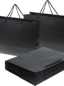 10个牛皮纸袋，适用于购物、婚礼礼物、生日派对、便携多功能、黑色大理石纹理纸袋