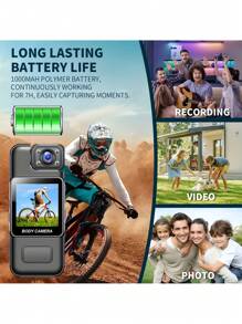 2025 180° Rotating Lens Action Camera With Enhanced Night Vision, 1080P HD Video, Motion Detection, Loop Recording, 1000mAh Rechargeable Battery & Color Display For Outdoor Sports, Travel, Pets, Everyday Use, Travel Recording Device | Sleek Camera Design | Highresolution Capture