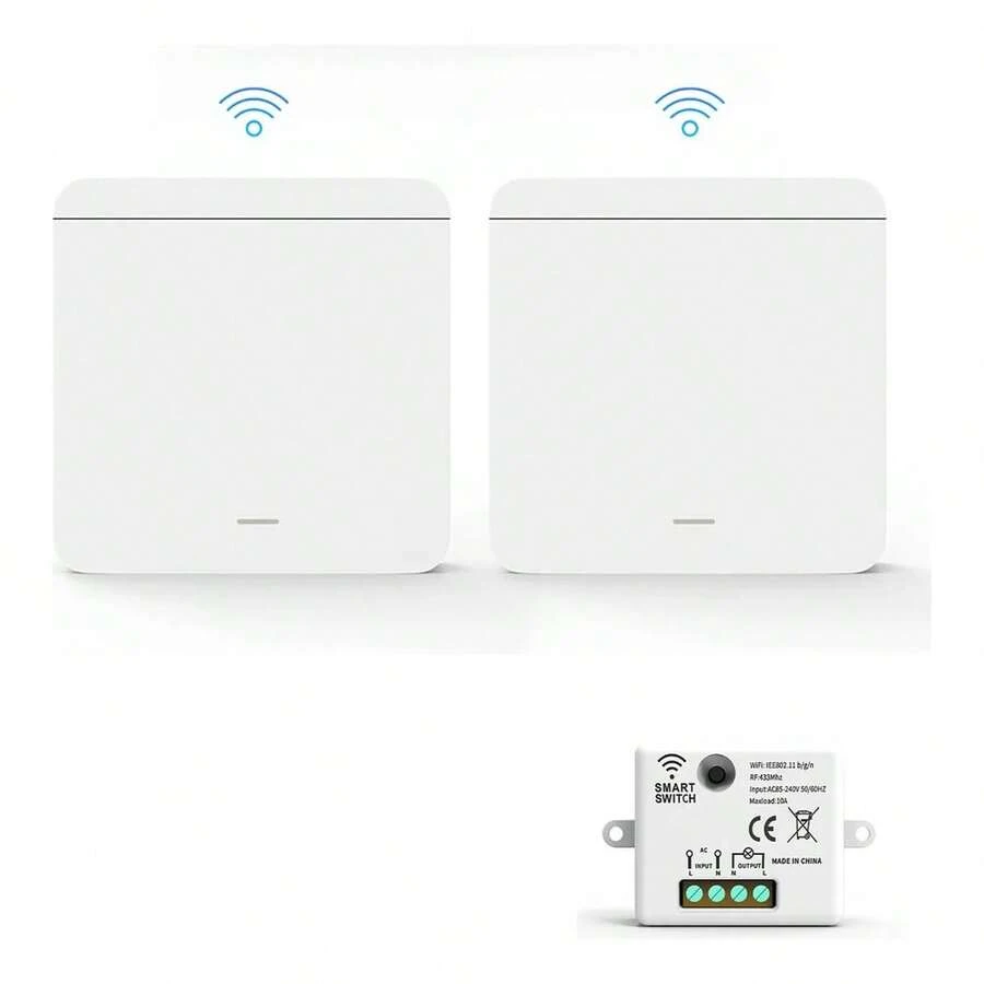 Panel de interruptor de luz inalámbrico inteligente RF433 86 10A, adecuado para el hogar, la granja, la fábrica, la oficina, el laboratorio, el supermercado y muchos otros entornos, opera de forma remota la transmisión de señal de cualquier dispositivo conectado al receptor - Blanco - Ver 1