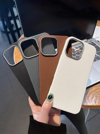 四件装奢华皮革纹理手机壳，兼容 和 Galaxy，黑色、灰色、棕色、米色