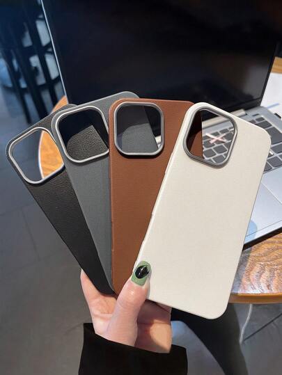 4 Confezioni di Custodie per Telefono in Pelle di Lusso, Compatibili con e Galaxy, Colori: Nero, Grigio, Marrone, Beige, Adatte per iPhone 13, 15, 16 Pro Max, 16, Galaxy