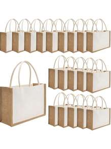 1 Stück, DIY Jutetasche, laminierte, wassergeschützte Vintage Leinenbox, Jutetasche, Geschenktüte, Muttertagsgeschenk, Urlaubsaccessoires, Hochzeitsbedarf, Geburtstagsparty-Zubehör, Geburtstagsgeschenke, Party-Gastgeschenke, Osterzubehör