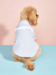 1pc Adorable Pet Dog Striped Shirt, Fashionable & Cute INS Style Teddy Shirt, Washable No-Pilling Fabric