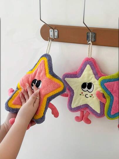 1 条/3 条多巴胺星星卡通毛巾，可爱的涤纶星星手巾，柔软吸水，厨房和浴室毛巾，送给丈夫男朋友的礼物，浪漫星星毛巾，适合情侣结婚礼物，情人节、婚礼和周年纪念礼物，非常有趣的浴室装饰。