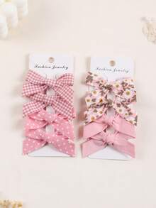 8pcs Baby Hair Clips, Fabric Hair Clips Protect Baby Delicate Skin, Suitable For Daily Use, Random Card Shipped Love Valentine - Multicolor - View 3