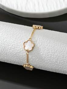 1 件男士时尚经典幸运草手链 - 白色 - 查看 2