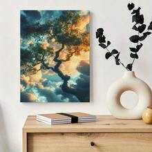 2d Flat,1pc Canvas Art Print,Mysterious Luminous Tree Canvas Art, Surreal Landscape Painting,Wood Framed Painting (1) Thickness 2. 5 Cm/ 1 Inch-Home Decoration For All Occasions,Ideal New Year, Valentine's Day,Thanksgiving,Easter,Christmas Gift,Room Decoration Aesthetic,Wall Decoration Art,Perfect Gift,Autumn And Winter Wall Decoration,Living Room Decoration, Bedroom Decoration, Kitchen Decoration, Entry Decoration, Bathroom Decoration, Direct Wall Painting, High Quality Wall Painting Poster,Modern Home Decoration Stretched And Framed Ready To Hang - Black - View 5