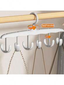 1/3/5/10/15件装多功能旋转衣架，带多个挂钩，适用于领带、围巾、卧室衣柜空间整理、收纳盒、女士上衣、女士裤子、女士冬装、女士连衣裙、女士优雅服饰 – 360°旋转衣柜整理衣架，也可用于挂腰带