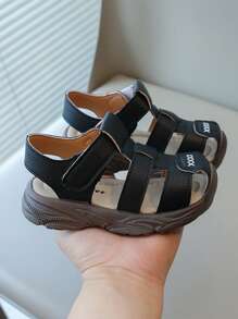 1 Pair Kids Boys Girls Adjustable Hook And Loop Sports Fashion Casual Non-Slip Soft Bottom Sandals, Summer