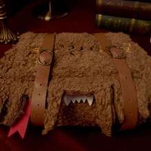 Harry Potter Harry Potter Monster Book OF Storage Bag, Wizarding World Harry Potter Book Of Monsters Plush Book Bag, Cosplay Backpack, Brown Large Capacity Travel Cosmetic Bag Teens Adults Women Portable Organizer Handbag, Cosmetic Bag, Luggage-Shaped Card Holder, ID, Access Card & Ticket Organizer, Perfect For Harry Potter Fans, Graduation Gift[Officially Licensed], School Supplies,Back To School