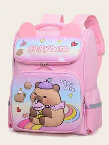 1 件可爱水豚背包 - 卡通动物印花，休闲风格，返校背包，带拉链开合和可调节肩带，适合校园和度假旅行 - 彩色 - 查看 1