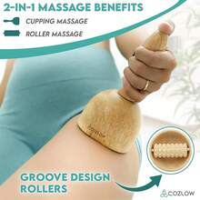 Wood Therapy Massage Cup - Maderoterapia Massager Body Sculpting, Fascia Release & Lymphatic Drainage - Wooden Cupping Massage - Maderotherapy Helps Reduce Cellulite Appearance - 附滾輪按摩杯 - 查看 4