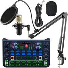 Podcast Equipment Bundle,Recording Studio Package With Voice Changer, Live Sound Card - Audio Interface For Laptop Computer Vlog Living Broadcast Live Streaming