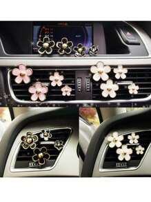 3 Floral Air Outlet Clips, Cute Daisy Car Air Freshener Air Outlet Clips, Car Diffuser, Rhinestone Car Interior Decoration, Charming Diamond Car Decoration, Dazzling Car Parts, Daisy Car Decoration, Floral Air Outlet Clips, Car Interior Air Conditioning Air Outlet Clips, Car Air Freshener Clips, Colorful Car Interior Women And Girls