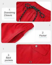 Mens Swim Trunks With Compression Lined Short Bathing Suits For Men 5 Inch Inseam Liner Men's Swimming Trunk - Solid Red - View 4