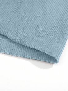 男士夏季灯芯绒直筒短裤，休闲个性化印花简约宽松舒适百慕大裤，秋冬款 - 藍色 - 查看 4