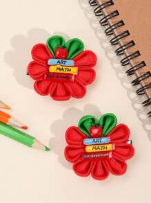 4 Stück Rückkehr zur Schule Haarklammern für Frauen, blumenförmige Alligatorklammern, Apfel-Buchstaben-Haarklammern, Barrettes für den ersten Schultag, Geschenk für das neue Semester, Haarnadeln, Frauenhaar-Accessoires, flache Krallenclips, Haarspangen, Haarklammern