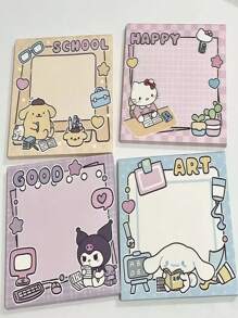 Sanrio [Paquete de 6 notas adhesivas lindas] Paquete de 6 notas adhesivas con personajes de Sanrio - Blocs de notas adhesivas cuadrados y lindos, set de artículos de papelería de oficina y hogar, útiles escolares, de vuelta a clases