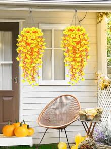2pcs/4PCS/6PCS Artificial Hanging Plants Morning Glory Artificial Orange Vine Hanging Plants Suitable For Wall Home Living Room Indoor And Outdoor Autumn Decoration