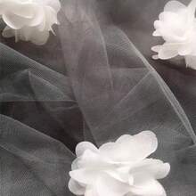 20pcs Organza 3D Flower Appliques, White & Beige Embellishment For Clothing, Bags, And Shoes - Multicolor - View 7
