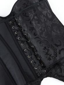 Overbust Corset Top Bustier, Striped With Cups, Strapless Women's Bodysuit, Slimming Shapewear, Suitable For Costume Parties, Halloween, Black - màu đen - Xem 9