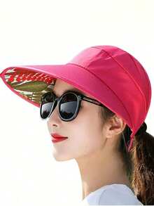 1pc Women's Summer Hat, Korean Style New Random Pattern Outdoor Sunshade Hat, Foldable Sun Protection Hat - Sun Protection - View 18