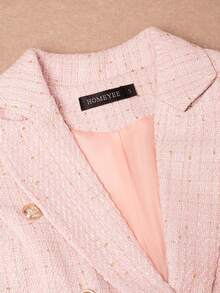 HOMEYEE 提花纹理面料长袖立领休闲/商务西装外套，优雅，适合多季节