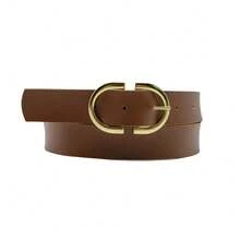 Kit 2 Women's Belt 2D Double Inverted Round Buckle Current Fashion Winter Summer 96040K2 - 焦糖色和白色 - 查看 4