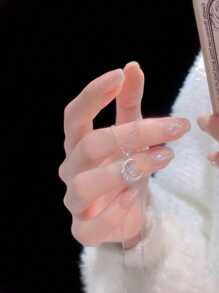 1pc Sparkling Star Moon Necklace, Fashion Luxury Elegant Delicate Minimalist Clavicle Chain Suitable For Daily Wear, Festival Gift