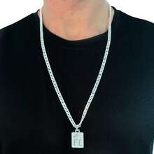 Men's Silver Chain Cord + 5MM Bracelet FAITH Pendant 925 Silver Plated - Silver - View 4