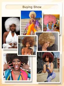 Musik Festival 12 Zoll Afro Krause Schwarz Weiß Pink Blau Lila 613 Grau Braun Synthetische Pony Perücken 70er 80er Jahre Perücken für Frauen und Männer Synthetisches Haar Afro Geflecht Synthetische Perücke mit großem voluminösem und weichem natürlichem Look Voll Pumps Perücke für - Cosplay und Alltagstragen