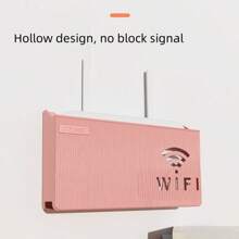 1pc Router Storage Box With 2pcs Adhesive Strips, Multi-Colors Available, High Quality Material, Modern Minimalist Design Won't Block Signal, Colorful Wavy Pattern, Rectangular With Hollow WIFI Logo Detail, For Storing Router, Suitable For Home
