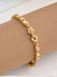 2025 New 18K Gold Plated Copper Vietnamese Sand Gold Horse Eye Bracelet, Peach Heart Bracelet Inlaid With Exquisite Zirconia, Foldable Clasp, Gold Rhombus Bracelet, Versatile & Fashionable Women's Gift