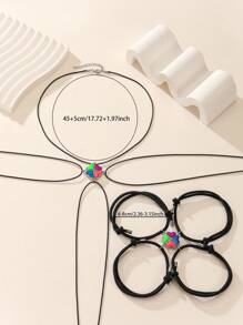 ATLVXJL Set de 8 piezas con colgante de corazón, trébol y puzle magnético que brilla en la oscuridad, juego de collar y brazalete de joyería casual, adecuado para uso diario y regalo para días festivos