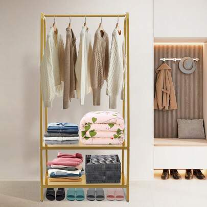 Clothing Rack,Heavy Duty Clothes Rack With Bottom Shelves,Garment Rack For Hanging Clothes,Wardrobe Rack,Hanging Racks For Clothes,Coats,Shirts(L:31.5in)Clothing Racks Back To School Travel Essentials Room Decor,Home Decor,Bedroom Decor Storage Organization And Storage Puppy Keep Dress Shorts Phone Case Bikini Summer Dresses For Women Skirt Summer Dress Dresses Nails Jeans Tops White Dress Dresses For Women