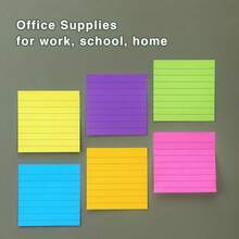 Bộ 1/6 tập giấy ghi chú có dòng kẻ 3x3 inch, màu sắc tươi sáng, giấy ghi chú siêu dính nhiều màu, 50 tờ/tập, 1/6 tập. - Nhiều màu - Xem 6